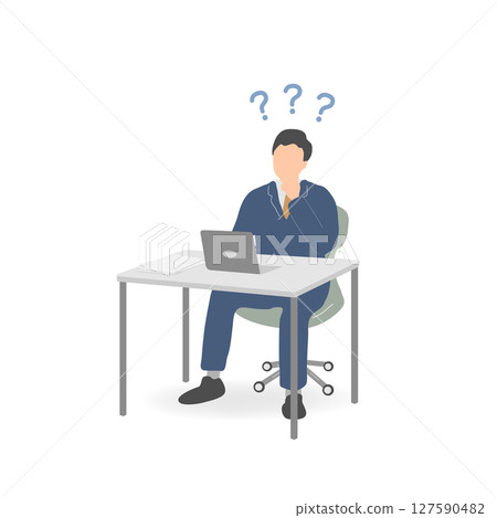 一位中年男性員工擔心或思考工作的狀況圖 127590482