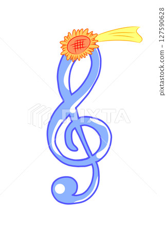 Treble clef with sunflower shooting star 127590628