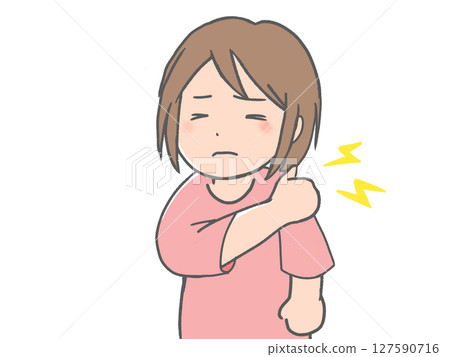 患有肩膀僵硬的女人 患有肩膀僵硬的女人 127590716