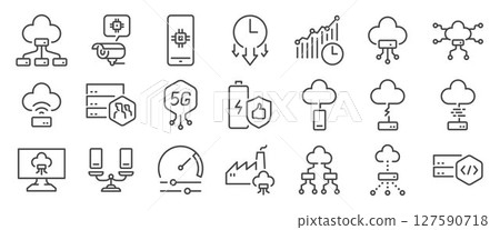 edge computing icon set. It included cloud, iot, internet, device, network, and more icons.  127590718
