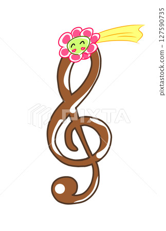 Musical note with flower shooting star 127590735
