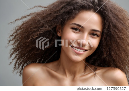 A beautiful woman portrait, studio shoot. Generative AI. 127590827