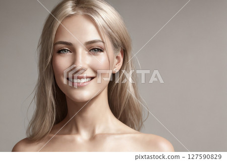 A beautiful woman portrait, studio shoot. Generative AI. 127590829