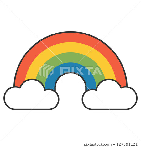 Cute illustration of a colorful rainbow and clouds 127591121