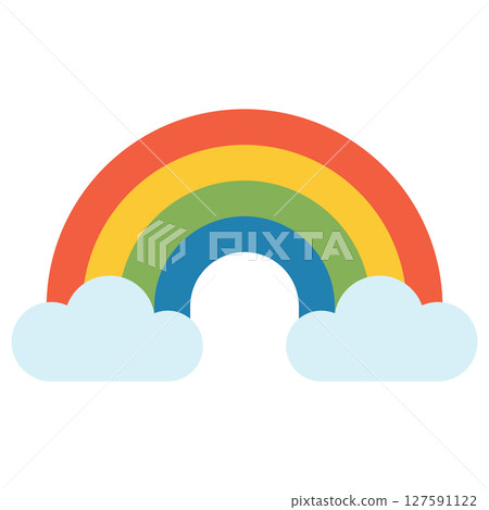 Cute illustration of a colorful rainbow and clouds Cute illustration of a colorful rainbow and clouds 127591122