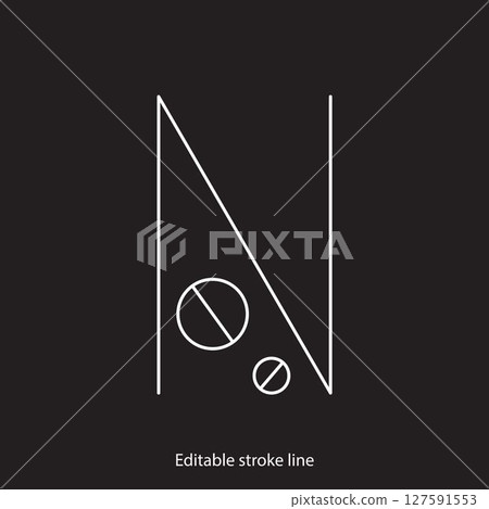 No pills symbol or icon. Vector stock illustration isolated on black background for design template medical, pharmacy, hospital, healthy bio shop concept web and print material. Editable stroke line. No pills symbol or icon. Vector stock illustration isolated on black background for design template medical, pharmacy, hospital, healthy bio shop concept web and print material. Editable stroke line. 127591553
