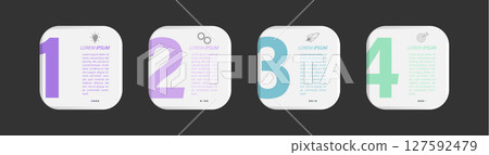 4 stages of development, improvement or training. Infographics with visual action icons for business, finance, project, plan or marketing 127592479