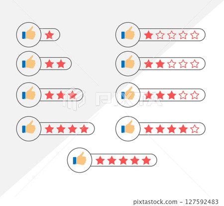 set of icons for a positive reaction, a positive review, an expression of opinion about a product or service set of icons for a positive reaction, a positive review, an expression of opinion about a product or service 127592483