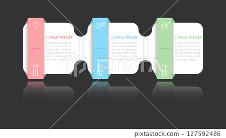 Business Infographics. 3 steps to achieve the result. Stages of development, workflow, marketing or plan. Business strategy with icons. Diagram of the report, statistics and training Business Infographics. 3 steps to achieve the result. Stages of development, workflow, marketing or plan. Business strategy with icons. Diagram of the report, statistics and training 127592486