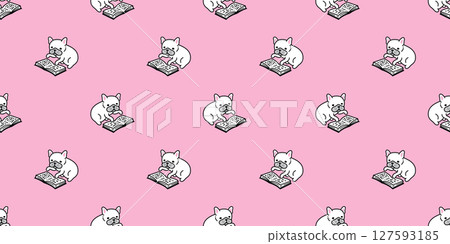 dog seamless pattern french bulldog reading book puppy vector pet breed cartoon tile background gift wrapping paper repeat wallpaper doodle illustration isolated design 127593185