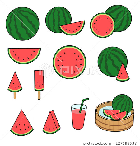 Red Watermelon Illustration Set 127593538