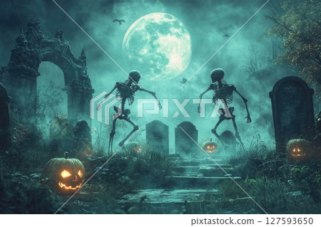 Halloween day concept. Trick or treat and dance with the monsters tonight. 127593650