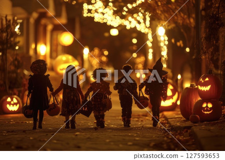 Halloween day concept. Trick or treat and dance with the monsters tonight. Halloween day concept. Trick or treat and dance with the monsters tonight. 127593653