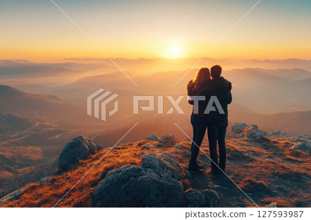 man on the peak of mountain 127593987