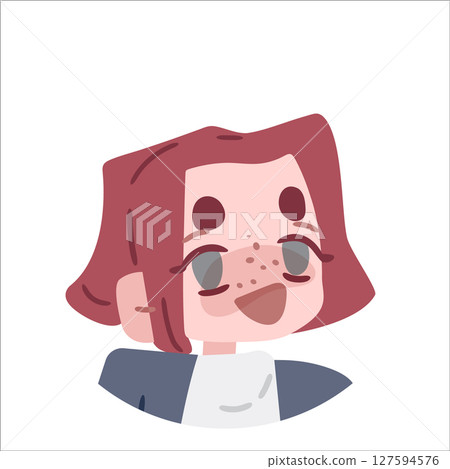 Cartoon Avatar with Freckles and Smile 127594576
