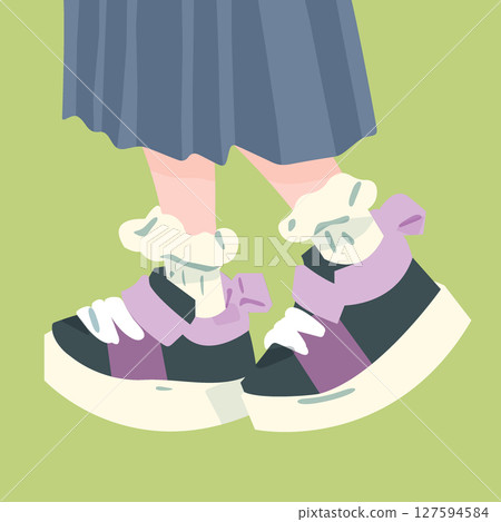 Cute Platform Sneakers with Ruffle Socks 127594584