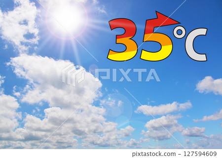 Sunlight and 35℃ mark combined Sunlight and 35℃ mark combined 127594609