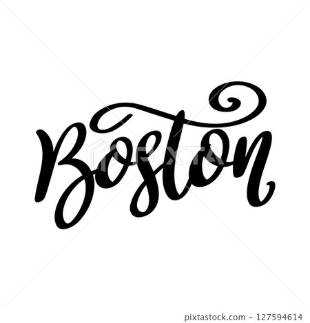 Boston. Lettering phrase isolated on white background. 127594614