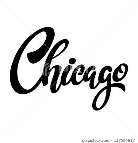 Chicago. Lettering phrase isolated on white background. Chicago. Lettering phrase isolated on white background. 127594617