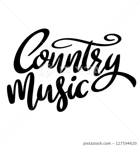 Country music. Lettering phrase isolated on white background. Country music. Lettering phrase isolated on white background. 127594620
