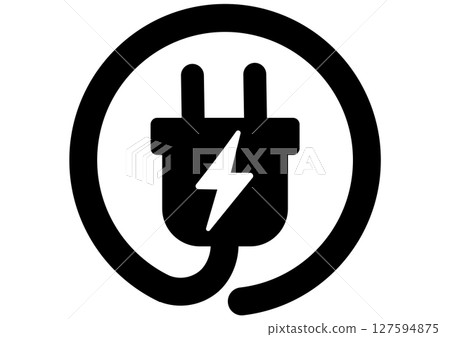 power,electricity,charging,connection,outlet,plug,charging,charger,cable,wire,black,icon,logo 127594875
