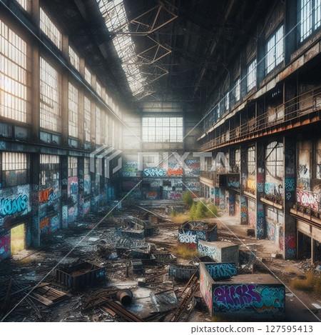 glass bottles in a factory 127595413