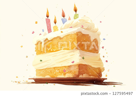 Celebrate with a slice of joy. Indulge in this delightful cake adorned with sparkling candles Celebrate with a slice of joy. Indulge in this delightful cake adorned with sparkling candles 127595497