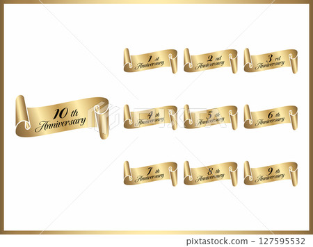 Anniversary numbers and ribbon banner set with logo design for anniversary celebration Anniversary numbers and ribbon banner set with logo design for anniversary celebration 127595532
