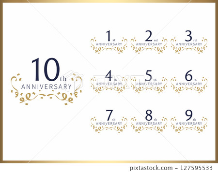 Banner set of anniversary numbers and logo designs for anniversary celebration 127595533