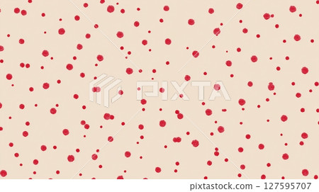 米色背景上的紅色圓點圖案 127595707