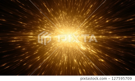 黑色背景上的金色輻射射線劇烈的爆炸效果 127595709