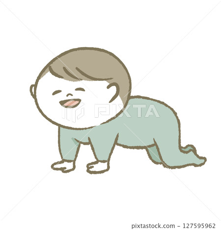 微笑嬰兒爬行,淺藍色 微笑嬰兒爬行,淺藍色 127595962