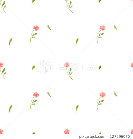 Watercolor seamless hand drawn delicate pattern with tiny roses on white background Watercolor seamless hand drawn delicate pattern with tiny roses on white background 127596070