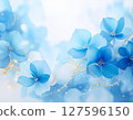 Fresh blue flower alcohol ink art style 127596150