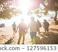 Children heading to the sea 127596153