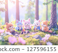 Relaxation time with friends in the forest 127596155