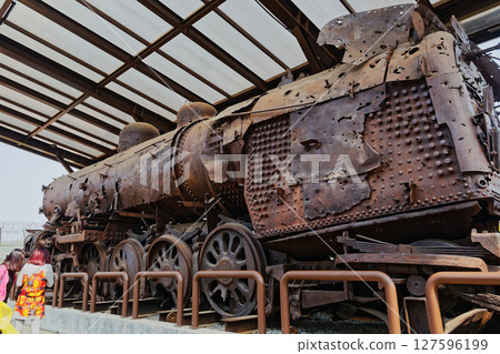 Steam locomotive at Jangdan Station, DMZ, Korea 127596199