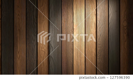 Multicolored brown planks, wooden fence, wooden sticks background 127596390