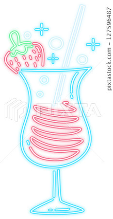 Neon Glow Cocktail with Strawberry Illustration Neon Glow Cocktail with Strawberry Illustration 127596487