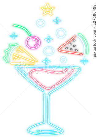 Neon Glow Cocktail with Fruit Illustration Neon Glow Cocktail with Fruit Illustration 127596488