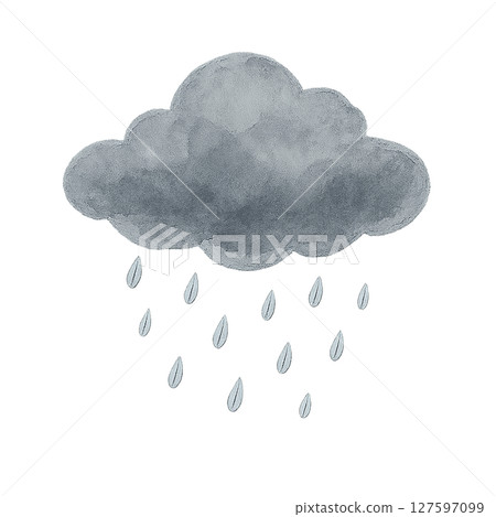 Watercolor illustration of a gray cloud bringing rain (Cutout PNG, Weather, Rainy Season, Simple) Watercolor illustration of a gray cloud bringing rain (Cutout PNG, Weather, Rainy Season, Simple) 127597099