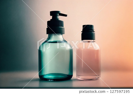 A perfume or a bottle for cosmetics on abstract background. Generative AI. 127597195