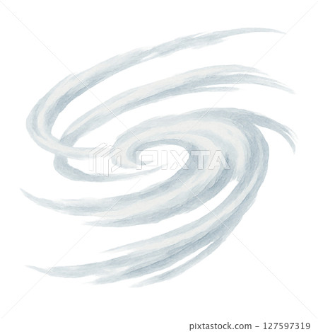 風的流動和渦流的水彩風格插圖（剪切 PNG、空氣、螺旋、天氣表現） 127597319