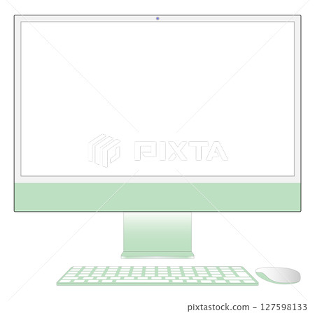桌上型電腦向量插圖綠色 127598133