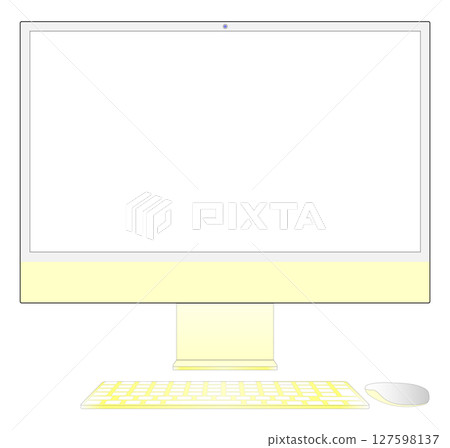 Desktop computer vector illustration yellow 127598137