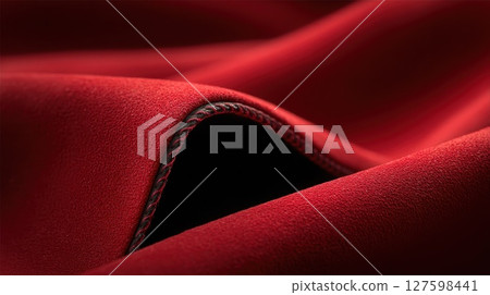 satin ribbon on red satin 127598441