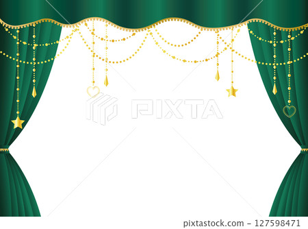 Green curtain/Green curtain (horizontal) background white 127598471