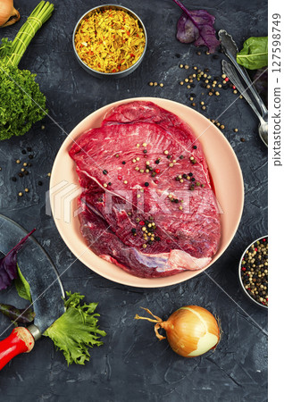 A whole piece of Beef Brisket. 127598749