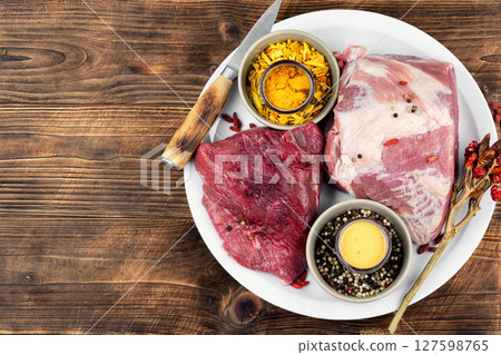 Fresh Raw Meat, Raw Meat, Pork, Beef. Fresh Raw Meat, Raw Meat, Pork, Beef. 127598765