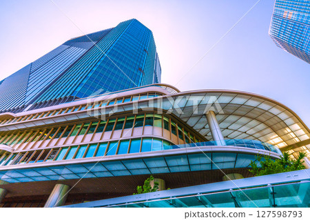 Tokyo cityscape in Japan - View of TAKANAWA GATEWAY CITY in front of Takanawa Gateway Station Tokyo cityscape in Japan - View of TAKANAWA GATEWAY CITY in front of Takanawa Gateway Station 127598793